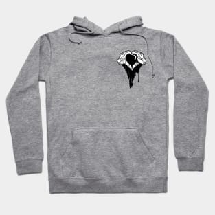 Heart Hands With Dripping Black Ink (Over Heart) Hoodie